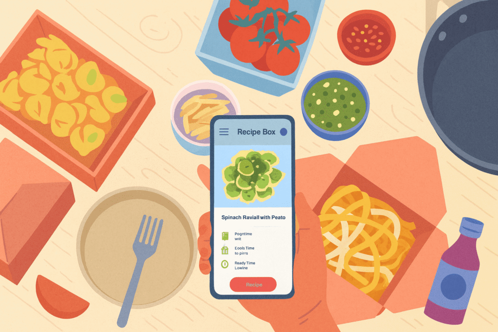 illustration of mulitple plates around healthy foods.