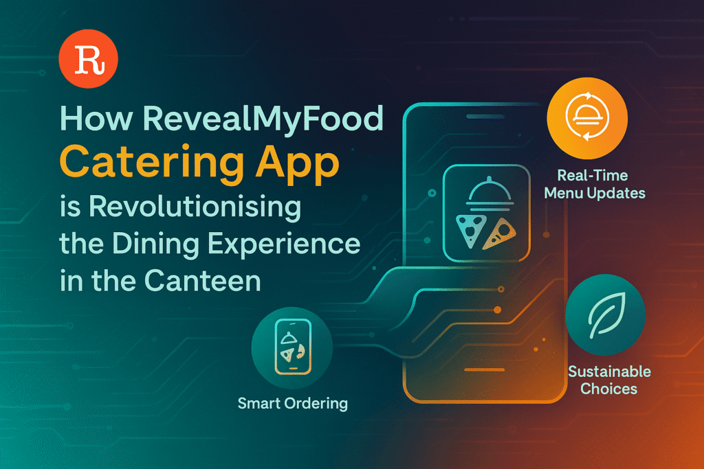 Infographic on RevealMyFood app features for smarter canteen dining.