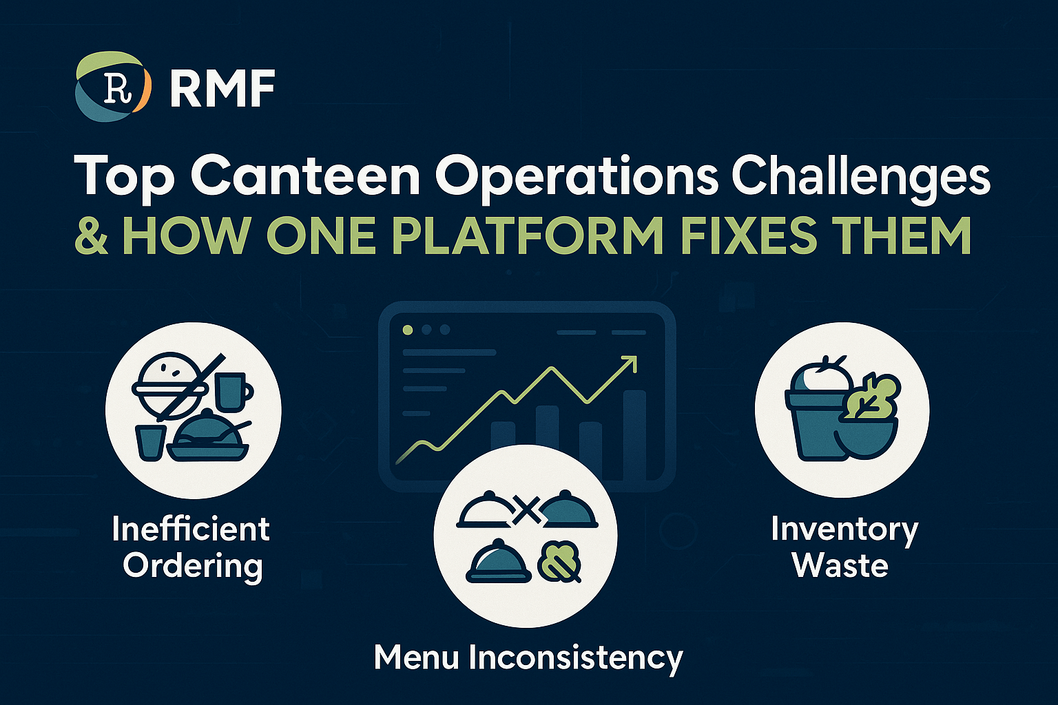 Infographic on fixing canteen operation challenges with one platform.